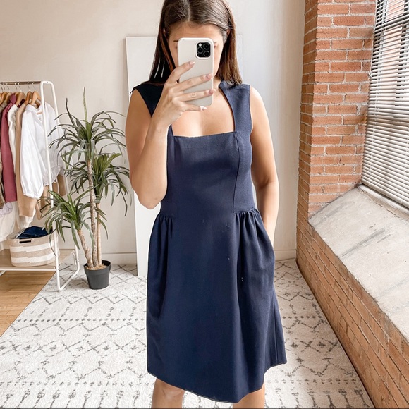 Oscar de la Renta Dresses & Skirts - Oscar De La Renta Pocket Fit & Flare Dress Navy Blue